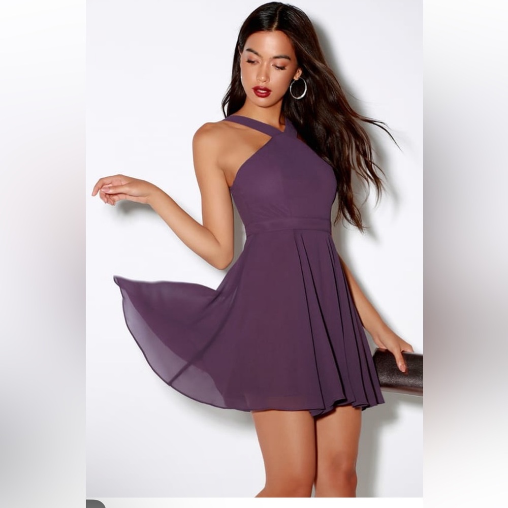 Lulus forevermore dusty purple skater dress